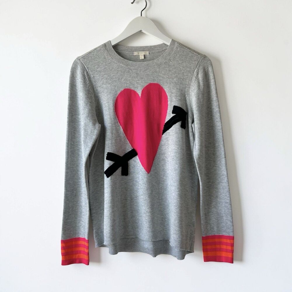 Lisa Todd Women's Gray Striped Long-Sleeve Crewneck Sweater Size S Cotton $230